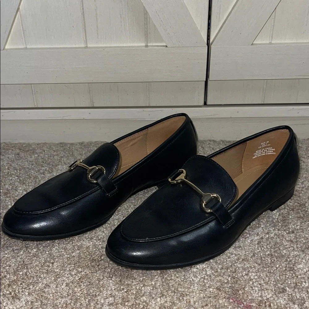 Black Loafers with Gold Buckle - Picture 2 of 6
